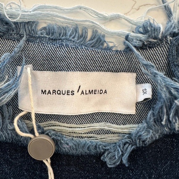 NWOT- Marques’Almeida Frayed Edge Denim Top Dark Indigo Size XS - Picture 3 of 4